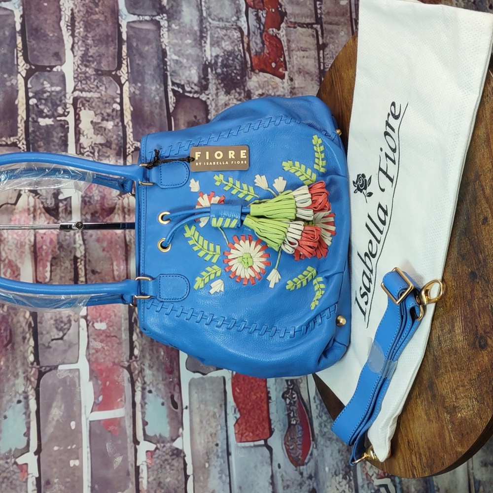 Isabella Fiore Leather Embroidery Convertible Satchel/Shoulder Bag - Picture 2 of 15
